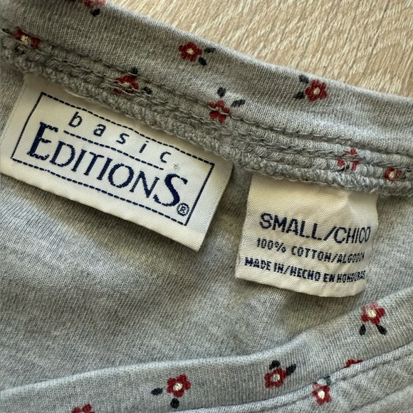 Vintage Basic Editions Floral Print T Shirt in Gray Women’s Size Small - Picture 7 of 7